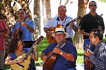 Folklore music at sunday market in Antigua , Fuerteventura , Canary Islands