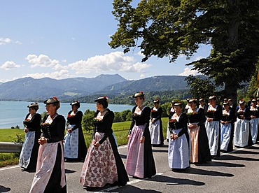 Feast of Corpus Christi procession in Gmund at Tegernsee lake, Upper Bavaria Germany