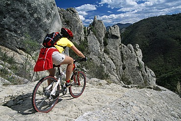 Mountainbiker, Lucanian Dolomites, Basilikata, Italy