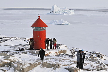 Lighthouse, Qeqertarsuaq or Disko Island, Greenland, Arctic North America