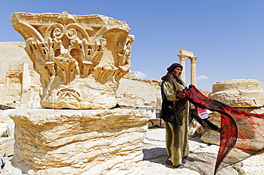 Sale of souvenirs, Palmyra excavation site, Tadmur, Syria, Asia