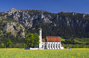 Pilgrimage church of St. Coloman, Schwangau near Fuessen, Bavarian Alps, Allgaeu, Upper Bavaria, Bavaria, Germany, Europe