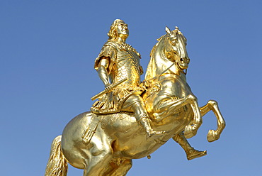 Golden rider statue, Dresden, Florence of the Elbe, Saxony, Germany, Europe