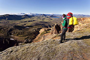 Young woman trekking, Laugavegur, Iceland, Europe