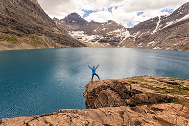 Hiker at Lake McArthur, Yoho National Park, British Columbia, Canada