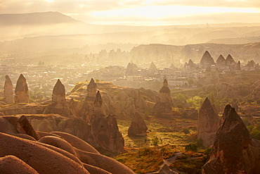 Fairy chimneys at sunrise, Goereme, Cappadocia, Turkey