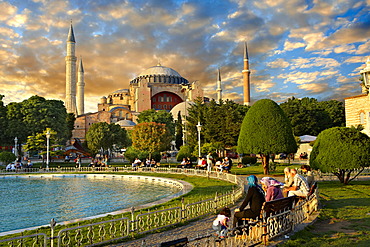 The exterior of the 6th century Byzantine, Eastern Roman Hagia Sophia, Ayasofya, built by Emperor Justinian, Istanbul, Turkey