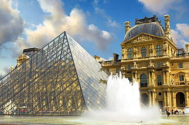 The Pyramid entrance of the Louvre, Paris, France, Europe
