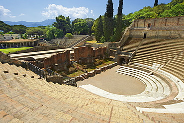 The Roman Great Theatre of Pompeii, seating up to 5000 spectators the theatre was originally built in Hellenistic time, 200-150 B.C, Italy, Europe