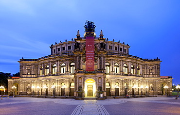 Semper Opera House, Theatreplatz square, Dresden, Saxony, Germany, Europe, PublicGround