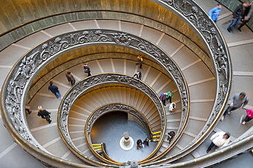 Double-helix of the spiral staircase in the Vatican Museums, Vatican, Vatican City, Rome, Lazio, Italy, Southern Europe, Europe