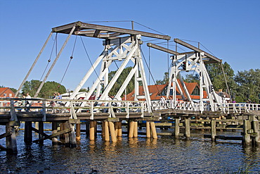 Hollaenderbruecke bascule bridge, Wiek, Greifswald, Mecklenburg-Western Pomerania, Germany, Europe