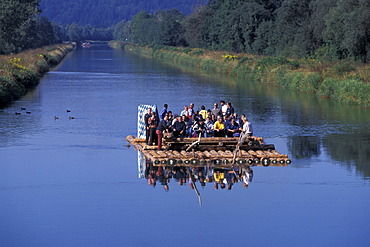 Floating trip rafting trip on river Isar Bavaria Germany