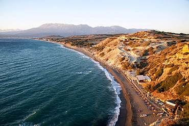 Komos beach in the evening light, Komo, near Pitsidia, southern Crete, Greece, Europe