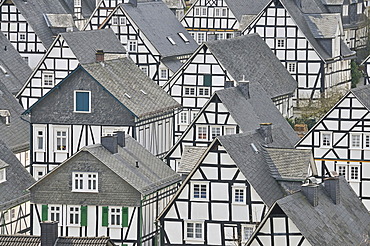 Historic town centre, Alter Flecken with half-timbered houses, Freudenberg, Siegen-Wittgenstein area, Siegerland region, North Rhine-Westphalia, Germany, Europe, PublicGround