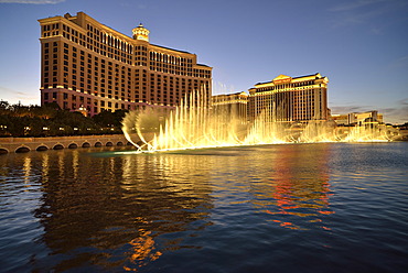 Trick fountains, Bellagio, Caesars Palace, The Mirage, luxury hotels and casinos, Las Vegas, Nevada, USA, PublicGround