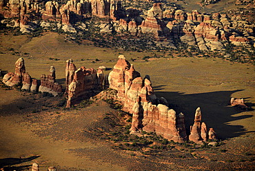 Aerial view, Chesler Park, pinnacles in The Needles District, Canyonlands National Park, Utah, United States of America, USA