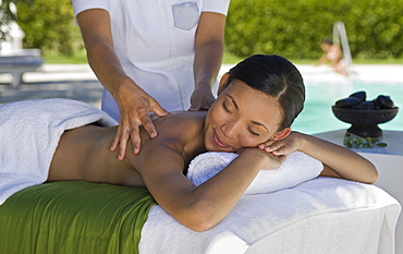 Woman enjoying a wellness and spa treatment, South Africa, Africa