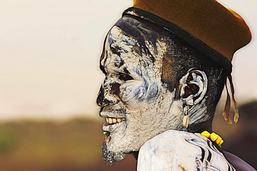 Nyangatom or Bume man with painted face, Omo river Valley, Ethiopia, Africa