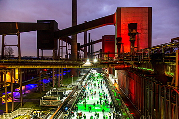 UNESCO World Heritage Site Zeche Zollverein, Kokerei Zollverein coking plant, skating rink, Essen, North Rhine-Westphalia, Germany, Europe