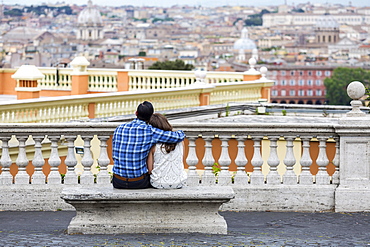 Couple enjoying the view from Gianicolo Hill, Janiculum Hill, Rome, Italy, Europe