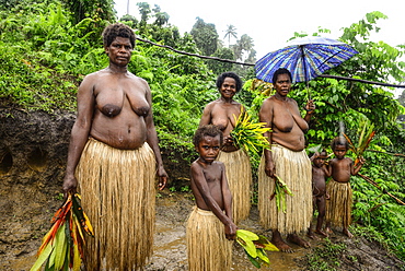 Native women at the Naghol ceremony in the village of Rangsuksuk, Island of Pentecost, Vanuatu, South Sea, Oceania