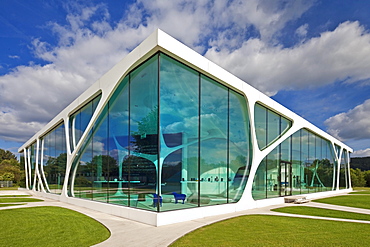 Leonardo Glass Cube, futuristic building, presentation centre, Bad Driburg, North Rhine-Westphalia, Germany, Europe