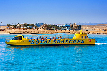 Glass bottom boat, Port Ghalib, Marsa Alam, Red Sea, Egypt, Africa