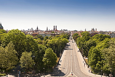 View from the Maximilianeum on Maximilianstraße and downtown, Munich, Bavaria, Upper Bavaria, Germany, Europe