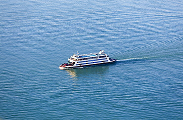 Aerial view, Meersburg ferry, Lake Constance, Baden-Württemberg, Germany, Europe