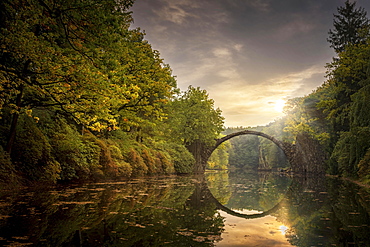 Rakotzbrucke or Teufelsbrucke, bridge in Kromlauer Park, Kromlau, Saxony, Germany, Europe