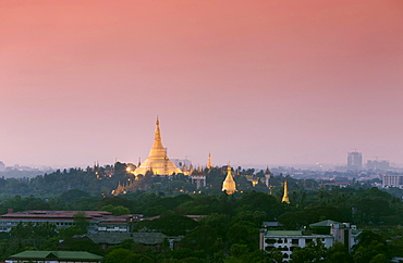 Shwedagon pagoda at sunset, Yangon, Myanmar, Asia