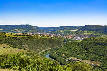 View of Millay city and river Lot, Aveyron, France, Europe