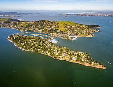 Aerial view, Belvedere Tiburon peninsula, San Francisco Bay Area, California, USA, North America