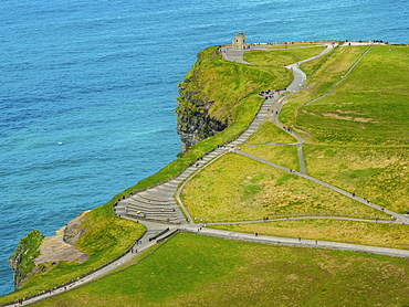 O'Brian's Tower, lookout tower on Cliffs of Moher, Cliff, County Clare, Ireland, Europe