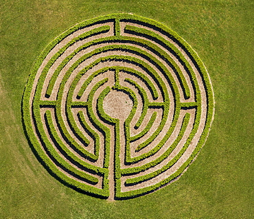 Labyrinth in meadow, hedge maze, Winterberg, Sauerland, North Rhine-Westphalia, Germany, Europe