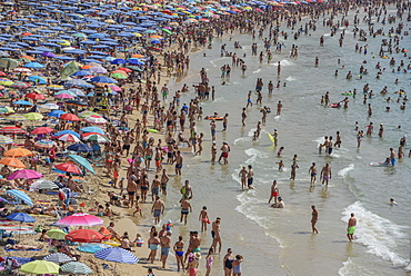 Tourists at Playa de Levante, Benidorm, Alicante, Costa Blanca, Spain, Europe