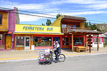 Freight bicycle in the main road, Region XI, Chile, South America