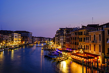 Canal Grande in the evening light, view from Rialto bridge, Venice, Veneto, Italy, Europe