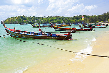 Typical colorful longtail boats, Rawai Beach, Phuket, Thailand, Asia