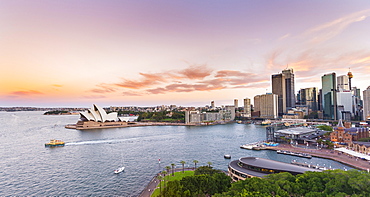 Sunset, Circular Quay and The Rocks, Skyline with Sydney Opera House, Financial District, Banking District, Sydney, New South Wales, Australia, Oceania