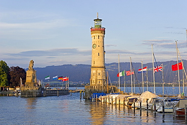 Lighthouse, harbor, Lindau, Lake Constance, Bavaria, Deutchland