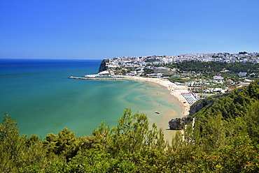 View of Peschici, province of Foggia, Puglia, Gargano, Adriatic Sea, Italy, Europe