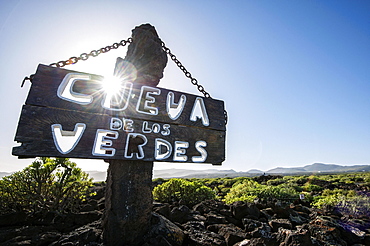 Cueva de los Verdes, sign, Lanzarote, Canary Islands, Spain, Europe