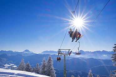 Finstermünz chairlift, ski resort Brauneck, Lenggries, Isarwinkel, Bavarian Prealps, Upper Bavaria, Bavaria, Germany, Europe