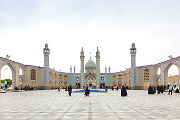 Courtyard of holy shrine of Imamzadeh Helal Ali in Aran va Bidgol, near Kashan, Iran, Asia