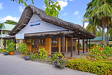 Tourism office at harbour, La Passe, La Digue Island, Seychelles, Africa