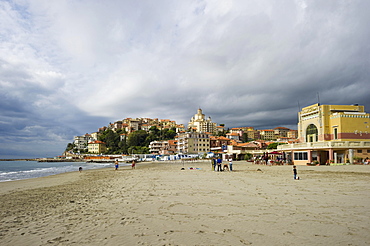 Beach in Porto Maurizio, Imperia, Province of Imperia, Riviera di Ponente, Liguria, Italy, Europe