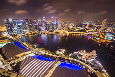 Downtown central financial district at night, Singapore, Asia