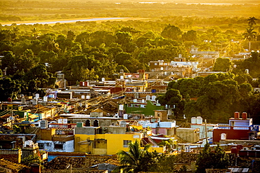 View from the bell tower of the church Convento de San Francisco de Asis onto the city, Trinidad, Cuba, Central America